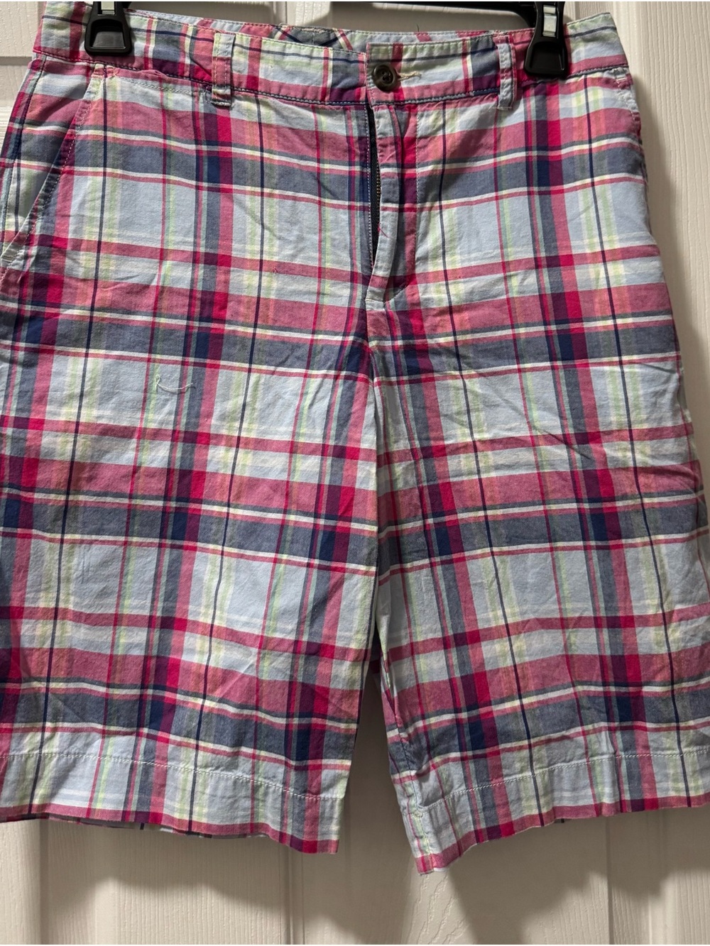 Ralph Lauren Boys Plaid Cotton Shorts in Pink, Blue & White
